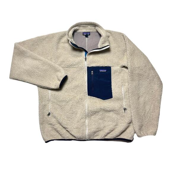 Patagonia Retro-X Oatmeal Deep Pile Beige Fleece Zip Cardigan Sweater Jacket XL - Picture 1 of 5